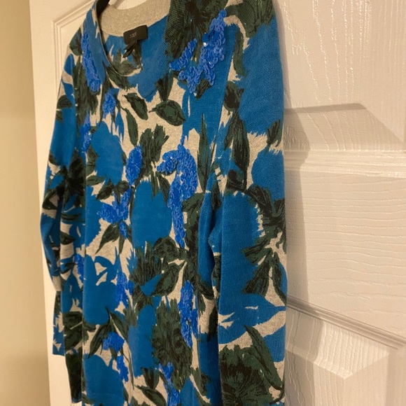 J. Crew Tippi Sequined Cropped Sleeve Sweater - Picture 1 of 3